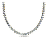 14K Gold Three-Prong Round Diamond Tennis Necklace Set